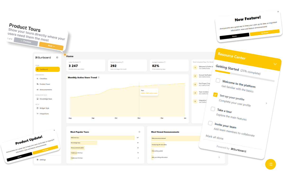 Sunboard product tours in action